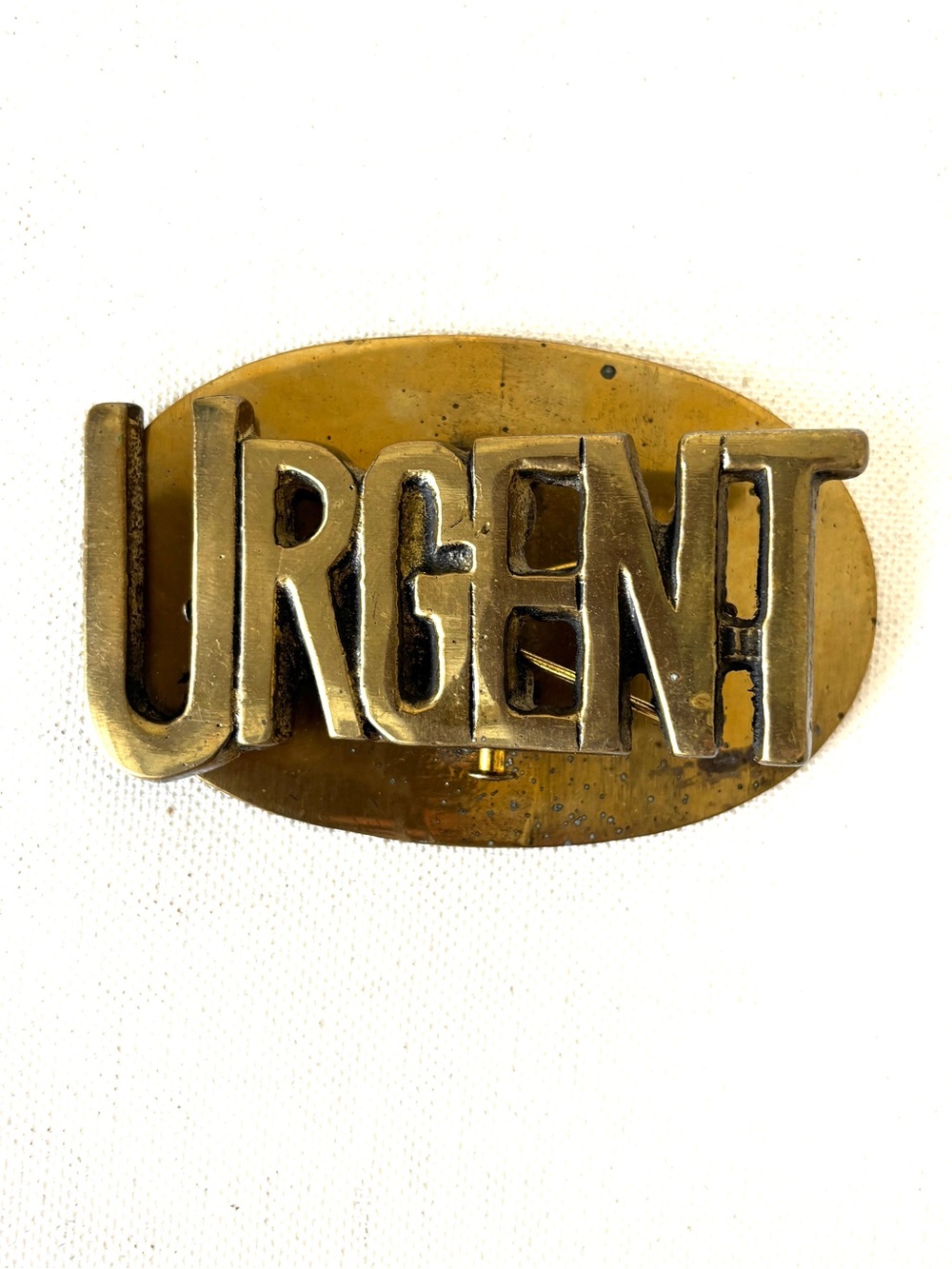 URGENT Brass Desk Paper Holder Clip Weight Collectible Metal Vintage Industrial